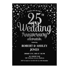 25th Wedding Anniversary Black Silver Invitation Silver Invitation Anniversary Invitations 65th Wedding Anniversary
