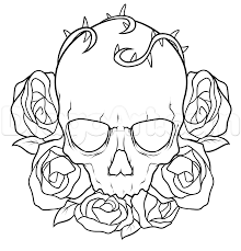 How To Draw A Skull And Roses Tattoo Step 7 Skulls Drawing Skull Art Art Drawings
