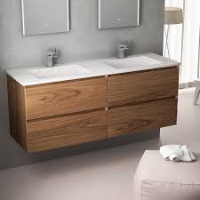 Meuble Double Vasque Pierre Aspect Calacatta 121 Ou 141 Cm Noyer Cordoue Meuble De Salle De Bain Meuble Salle De Bain Meuble Salle De Bain Ikea