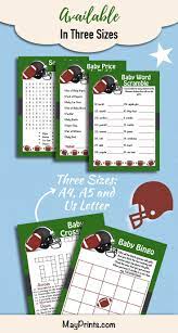 Football Baby Shower Games Pack Football Baby Shower Theme Etsy Football Baby Shower Football Baby Shower Theme Football Baby