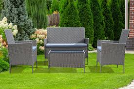 Consists of a double seat sofa, two armchairs, and a table with a tempered glass top. 4pc Rattan Garden Furniture Shop Wowcher