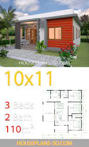 House Design 10x11 With 3 Bedrooms Terrace Roof House Plans 3d Beautiful House Plans Affordable House Plans House Construction Plan