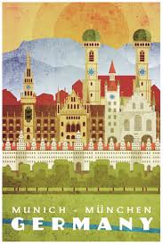 Munich Germany Travel Poster Retro Travel Poster Travel Posters Vintage Travel Posters