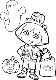 Free, high quality coloring printables. Cool Dora Halloween Coloring Page Halloween Coloring Pages Cartoon Coloring Pages Halloween Coloring