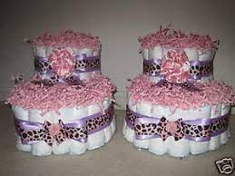 Pink Leopard And Lavender Baby Booties Diaper Cakes Ebay