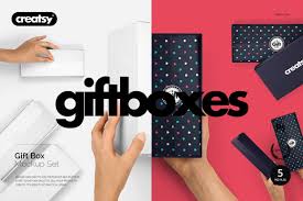 Download these mockups if you need to present black psd gift box mockup. Gift Box Mockup Set Creative Photoshop Templates Creative Market