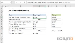 Excel Formula Get First Match Cell Contains Exceljet