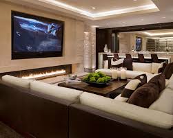 Inspiring Home Office Desk Plans Free Design Modern Media Room Design With Comfortable Furnitu Contemporary Family Rooms Home Theater Rooms Family Room Design