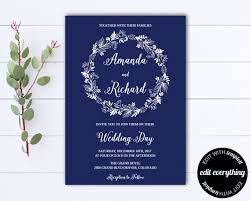 Navy Blue Wedding Invitation Template Instant Download Etsy Diy Wedding Templates Wedding Invitation Templates Navy Blue Wedding Invitations