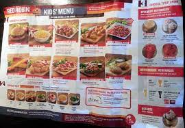 As with most places to eat, the nutritional profiles of many red robin's menu choices are extremely dense in fat, calories, sodium and fat. Kids Menu At Red Robin Picture Of Red Robin Gourmet Burgers Algonquin Tripadvisor