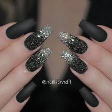 Coffin Acrylic Nails Black And Glitter 24 Stunning Glitter Nail Art Designs That You Will Love To Try Glitter Coffin Nails Glitter Acrylic Nail Black Nails With Glitter Nail Designs Gorgeous Nails