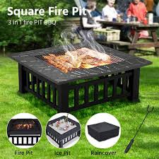 Maybe you would like to learn more about one of these? Yaheetech 32 Outdoor Metal Firepit Backyard Patio Garden Square Stove Fire Pit With Cover Walmart Com Walmart Com