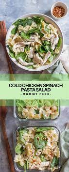 Cold Chicken Spinach Pasta Salad Pasta Salad With Spinach Pasta Dishes Chicken Spinach Pasta