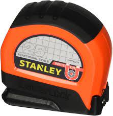Stanley tools stanley stht30810 measuring tape 12 ft l x 1/2 in w blade steel blade black/yellow. Stanley 33 270 25 Leverlock Tape Measure Stanley Fractional Read Tape Measure Amazon Com