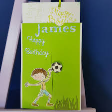 Green & white simple sporty football invitation. Football Slider Card Cabinteely Crafts
