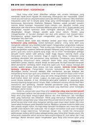 Bm Spm 2017 Karangan Isu Gaya Hidup Sihat