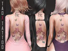 When these bright blossoms bloom in japan, it's a time for celebration and merriment. Second Life Marketplace Taox Tattoo Back Cherry Blossom Bom Bakes On Mesh Appliers Omega Legacy Signature Maitreya Slink Belleza