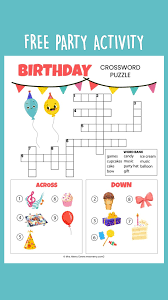 Free Printable Birthday Crossword Puzzle For Kids Birthday Activity An Immersive Guide By Mrs Merry Free Printables For Kids Holiday Printables Party
