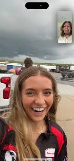 Possible tornado/funnel/thing north of Newton Iowa moments ago! Was  FaceTiming ￼my friend Catharine ￼who is doing video work at the Iowa  Speedway right now and they're currently in a tornado warning. Showed