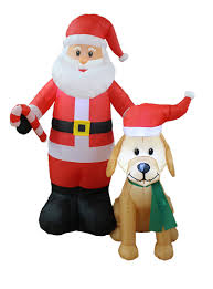 New 2018 3.5 foot jolly ole santa christmas inflatable. The Holiday Aisle Christmas Inflatable Santa Claus With Candy Cane And Dog With Christmas Hat Reviews Wayfair