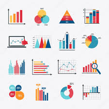 Business Chart Icons Set Flat Stock Vector Macrovector