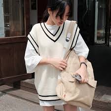 Shop at korean fashion online shopping mall,uptownholic. Buy Knitted Sweater Vest Women Classic Students Preppy Style Korean Leisure Loose V Neck Sleeveless Ulzzang Chic Harajuku Basic Tops Cicig