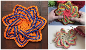 Knitting yarn or crochet thread used with original craft pattern may be a discontinued yarn or thread. Crochet Swirl Flower Potholder Free Crochet Patterns Video