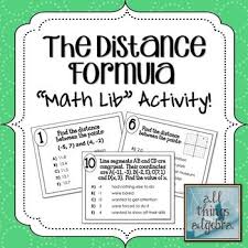 The Distance Formula Math Lib Activity Math Expressions Evaluating Expressions Evaluating Algebraic Expressions