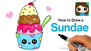 How To Draw An Ice Cream Sundae Easy And Cute Cute Drawings Cute Food Drawings Cute Kawaii Drawings