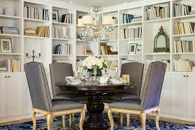 The lower drawers are perfect for storing silverware or linens, while more delicate pieces are arranged in on the shelves above. Dining Room Bookcase Transitional Dining Room Martha O Hara Interiors