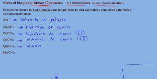 Para el sistema de nomenclatura tradicional, se emplean las mismas reglas indicadas para los óxidos. Formulacion Inorganica 42 Hidroxidos Nomenclatura De Stock Youtube