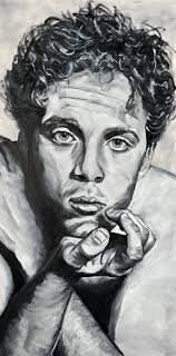 Curly haired man Painting by Sarah Cripps