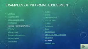 examples of informal assessment checklists exit entry cards