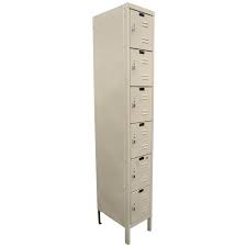 The feet of this narrow tall dresser are adjustable to offer the perfect height for both kids and adults. Hallowell 6 Tier Metal Tall Beige Narrow Deep Storage Gym School Locker For Sale At 1stdibs