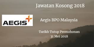 Jawatan Kosong Aegis Bpo Malaysia 31 Mei 2018 Johor Bahru Malaysia Periklanan