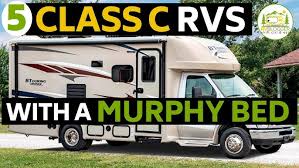 In the living and dining area, you'll combination living and dining space in this rv floor plan includes a reclining sofa with led lights the coachmen leprechaun 319mb class c motorhome sleeps six with its master bedroom. 5 Class C Rvs Under 25 Feet With A Murphy Bed Youtube