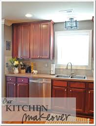 Pbjstories Our Kitchen Makeover Small Changes Make A Big Impact Cherry Cabinets Kitchen Cherry Wood Kitchen Cabinets Kitchen Remodel