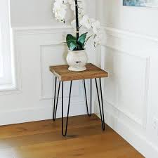 Hairpin Side Table Pine Wood Rustic End Table Accent Table In 2020 End Tables Square Side Table Wood Wood End Tables