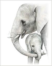 Safari Nursery Decor Boy Girl Mom Baby Animal Prints Set Of 3 Illustrations African Zo Baby Elephant Tattoo Mom And Baby Elephant Baby Elephant Drawing