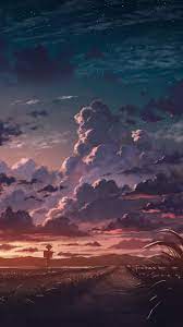 Cloudy Sunset Wallpaper Iphone Android Background Followme Anime Scenery Wallpaper Scenery Wallpaper Digital Painting