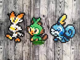 Pokemon Sword And Shield Starter Scorbunny Grookey Sobble Perler Sprites Perler Bead Pokemon Hama Beads Pokemon Pokemon Perler Beads
