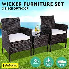 Gartio 3 Pcs Wicker Bistro Furniture Set Rattan All Weather Waterproof Conversation S Elegant Outdoor Furniture Modern Patio Furniture Outdoor Patio Furniture