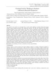 Brainstorming and creative thinking to identify innovative and entrepreneurial. Pdf Creating Creative Thinking In Students A Business Research Perspective
