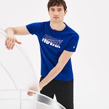 As you may know djokovic's switched from uniqlo to lacoste before this year's french open. Lacoste Men S Sport Novak Djokovic Crew Neck Print Tech Jersey T Shirt In Blue White Modesens