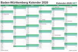 Die finanzämter erkennen in der regel 230 arbeitstage ohne nachweis an, einen rechtsanspruch darauf haben sie allerdings nicht. Kalender 2020 Baden Wurttemberg