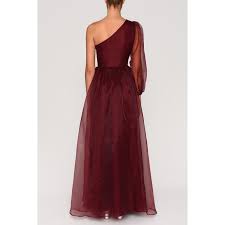 Burgundy One Shoulder Tulle Maxi Dress True Decadence Wolf Badger