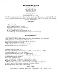 school library assistant resume