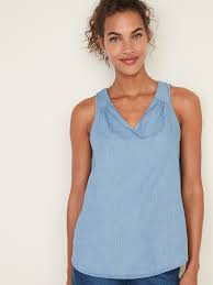 Chambray V Neck Tank Top For Women Old Navy