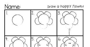 Happy Flower Directed Drawing Pdf Directed Drawing Kindergarten Flower Drawing Art Drawings For Kids