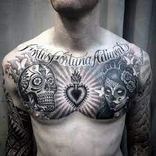 100 Sugar Skull Tattoo Designs For Men Cool Calavera Ink Ideas Skull Tattoo Chest Piece Tattoos Skull Chest Tattoo